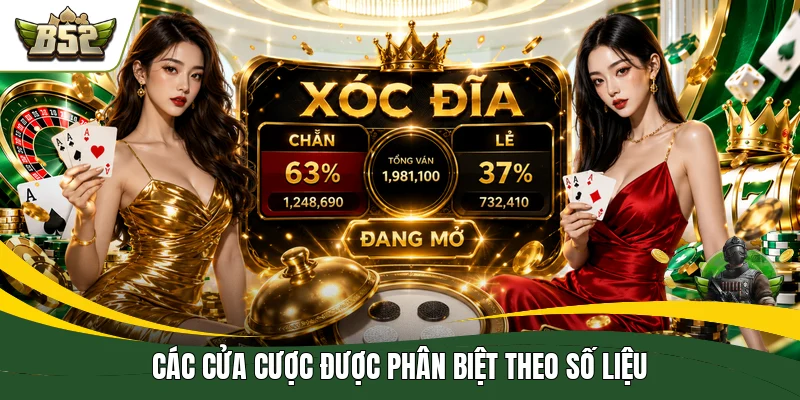 Các cửa cược được phân biệt theo số liệu